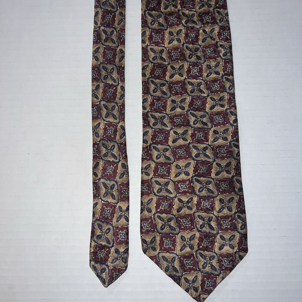 Zianetti Tie Italian Silk Collection Mens Red Gold Blue Medallion Foulard Vtg
